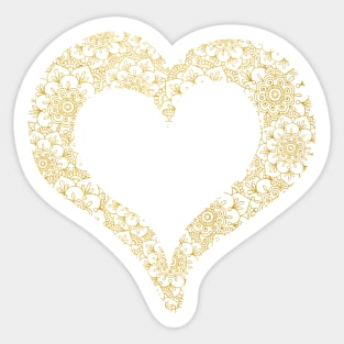 Heart with Gold flowers -Celebrating Valentines day Anniversary Romance Love Sticker